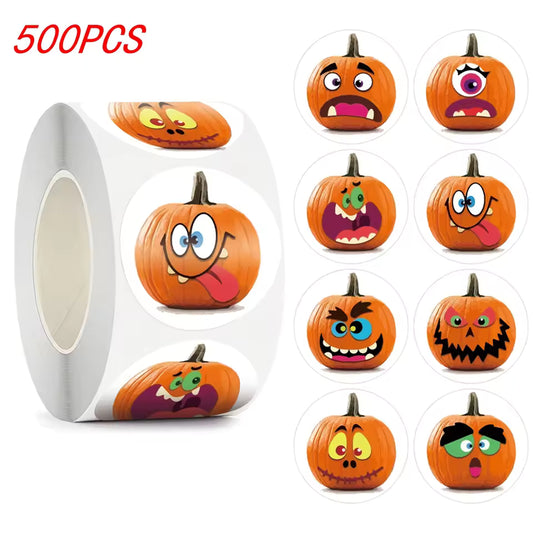 500pcs Halloween Pumpkin Roll Stickers